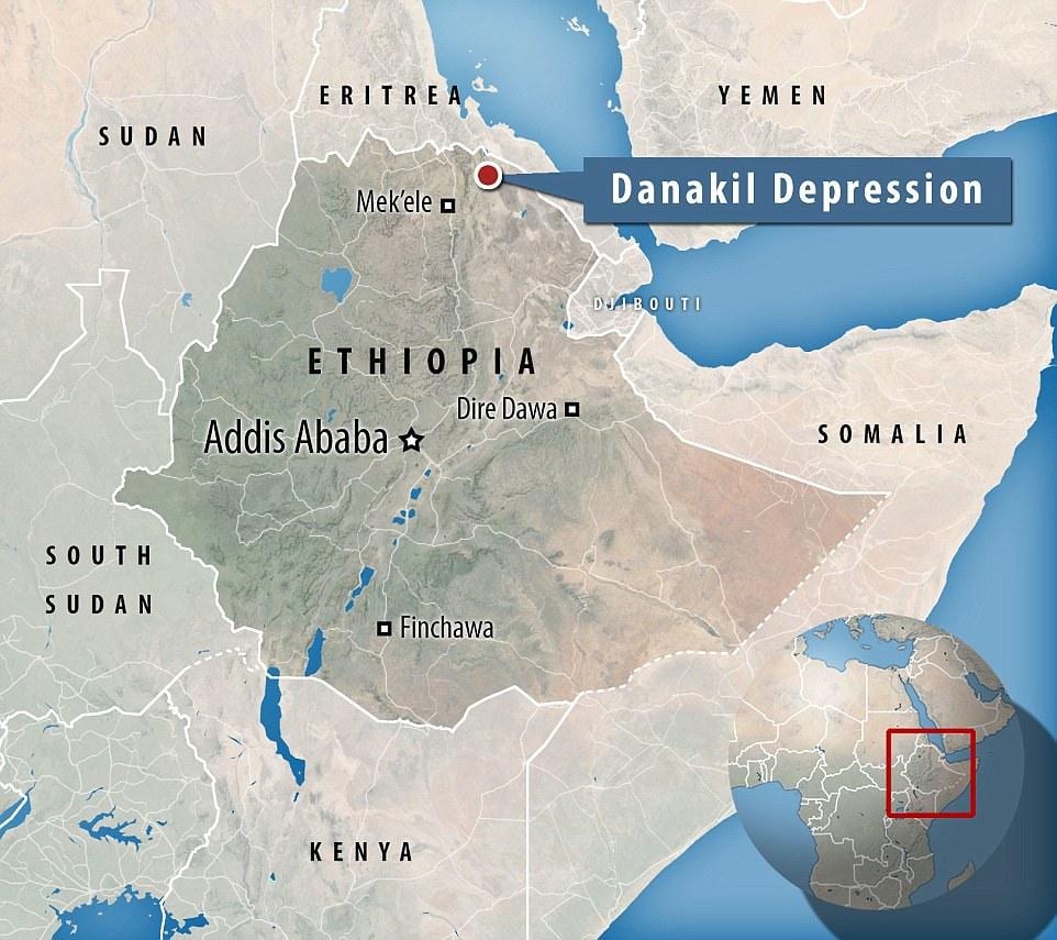 danakil kemurungan Ethiopia peta