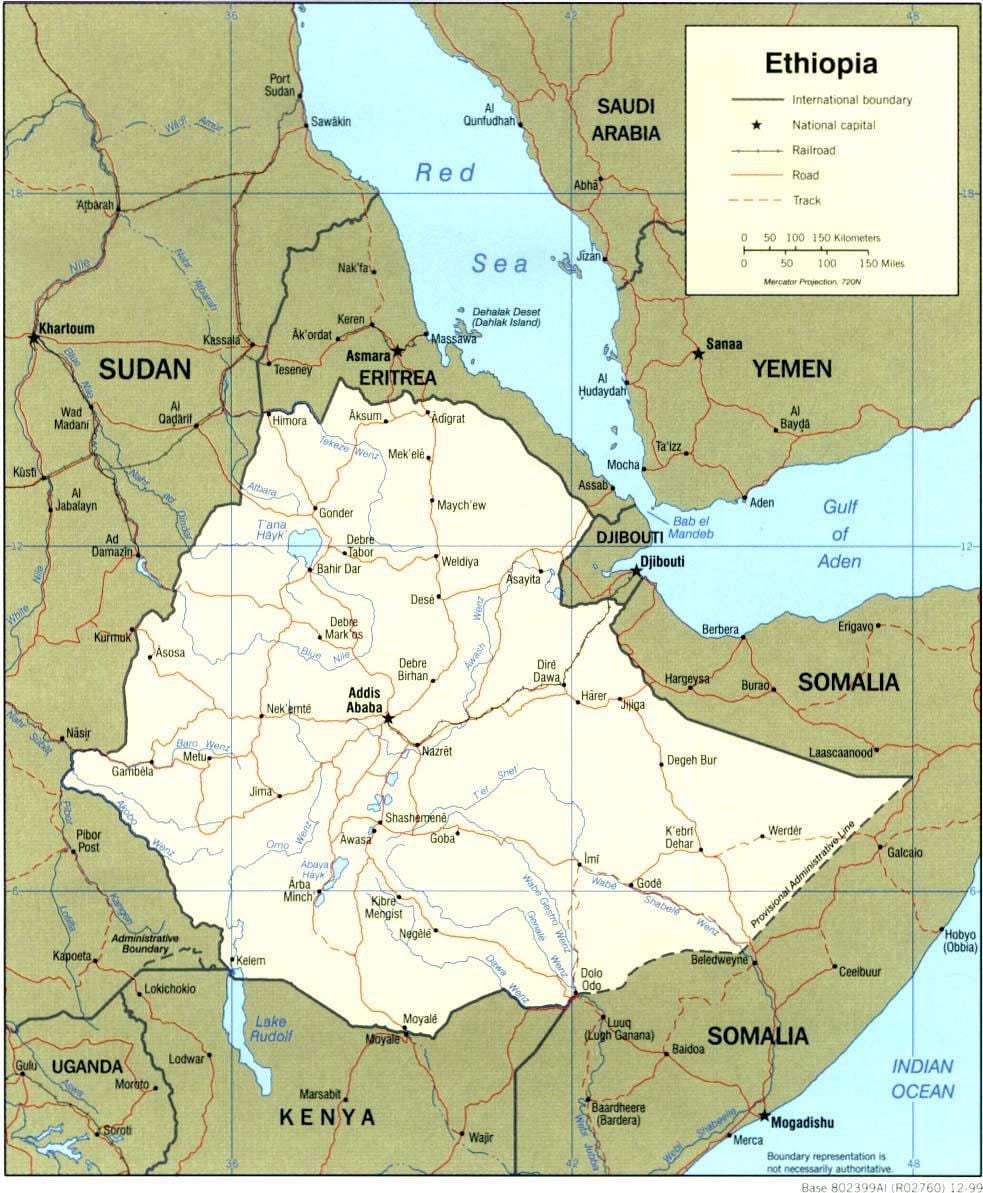 geografi peta Ethiopia