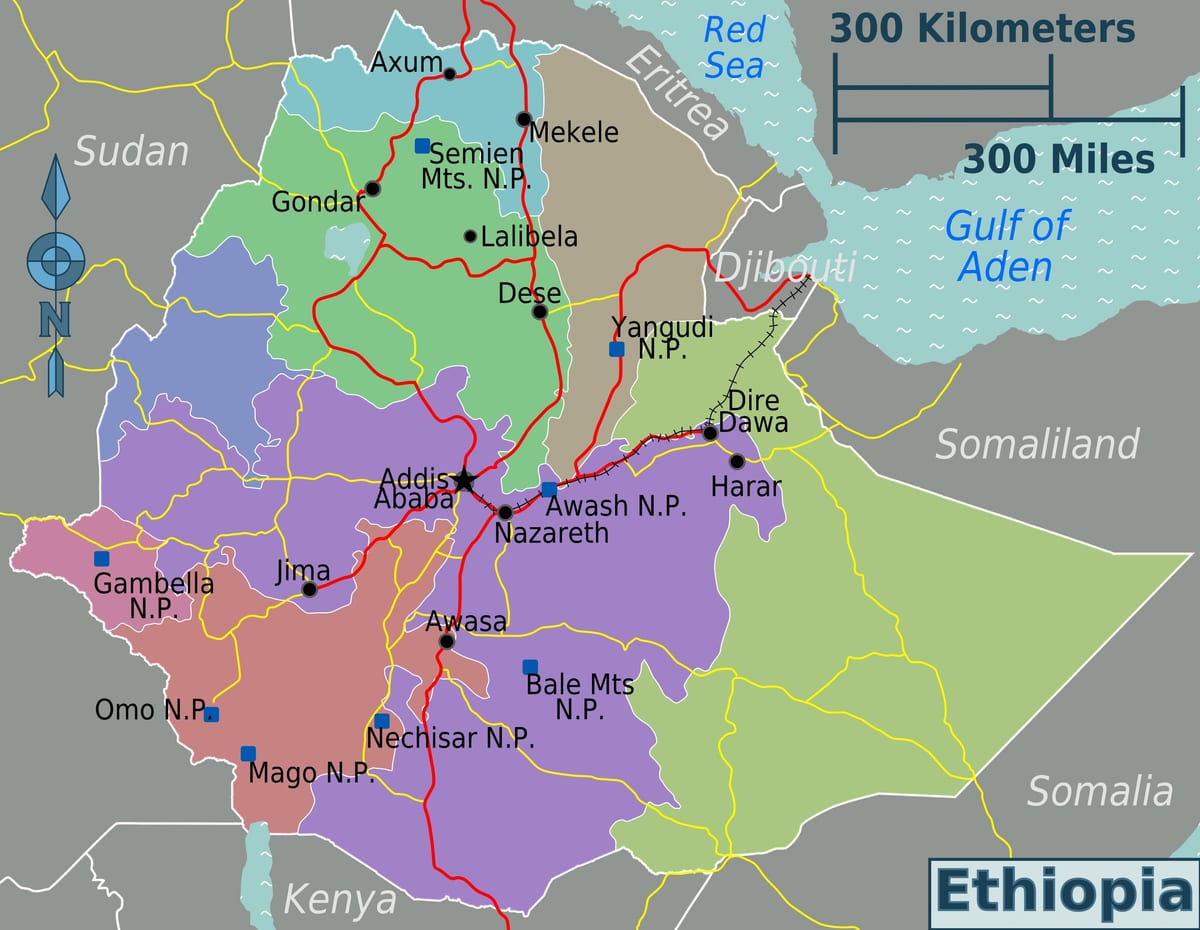 Ethiopia tarikan pelancong peta
