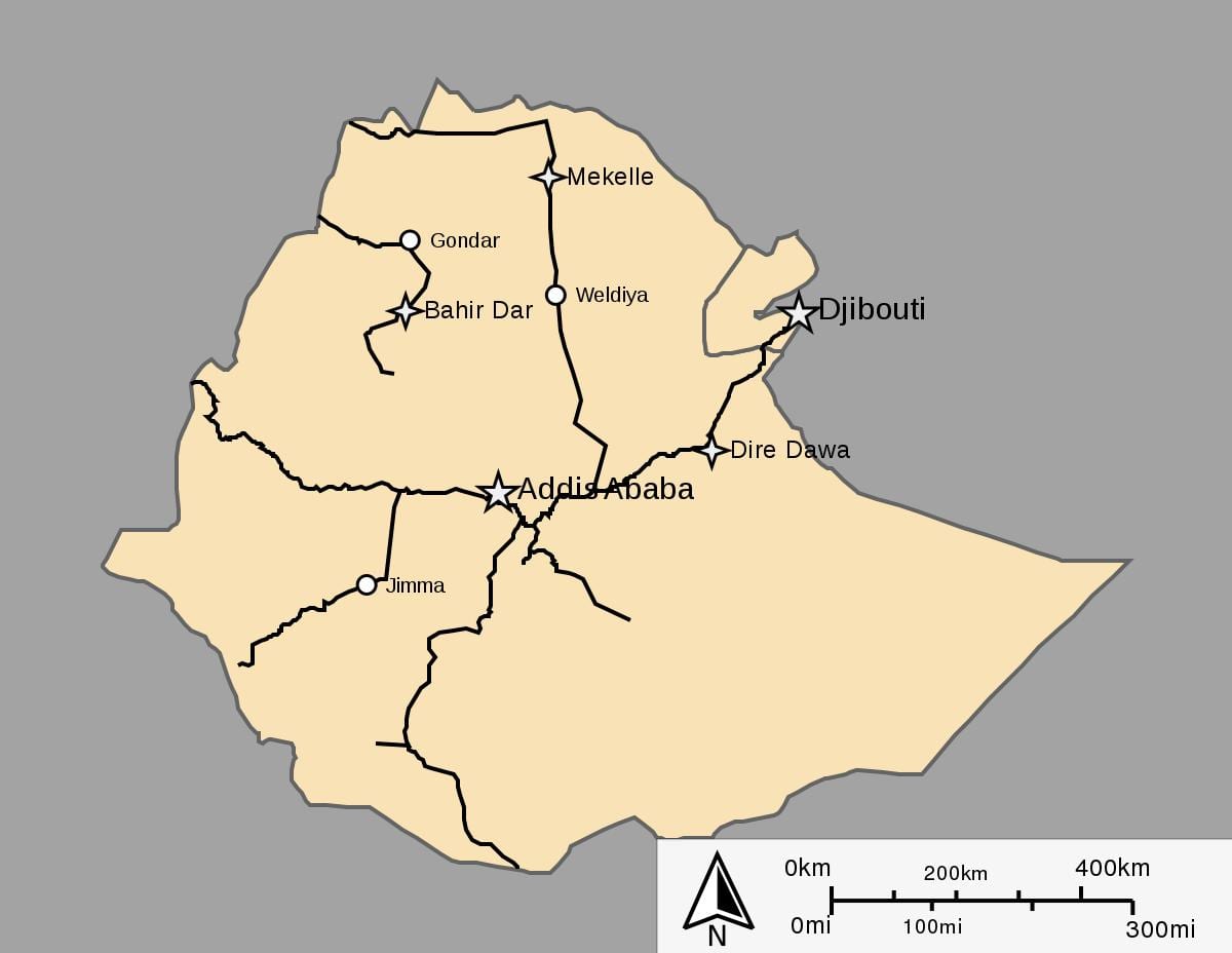 peta kereta api Ethiopia