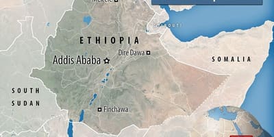 Danakil kemurungan Ethiopia peta