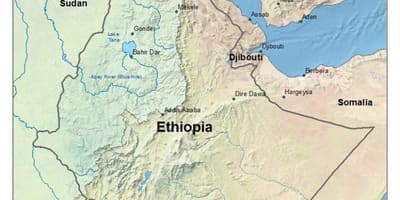 Dataran tinggi ethiopia pada peta
