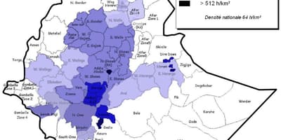 Ethiopia kepadatan penduduk peta